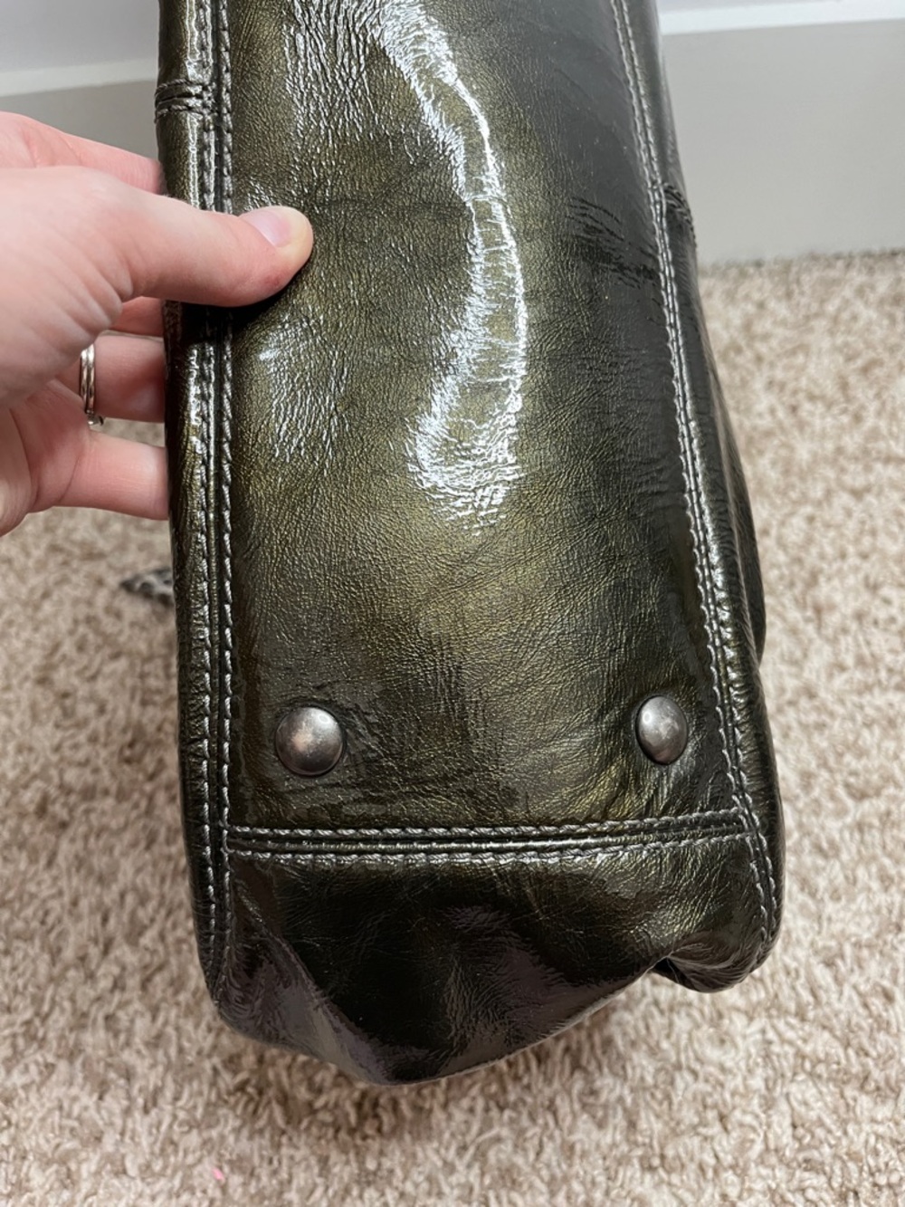 Coach D0973-13915 Mia Gunmetal Pleated Leather Carryall Shoulder Bag - Picture 12 of 16